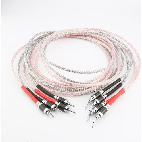 Pair Valhalla Series Hifi speaker cable Carbon Fiber banana to banana Plug Loudspeaker Audio Cable
