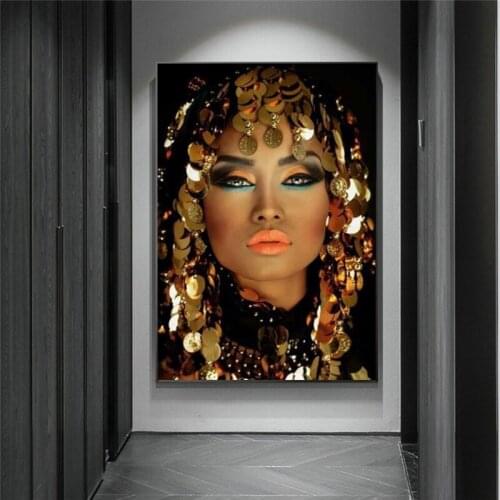 Canvas Paintings Home Wall Art Posters and Prints Bling Gold Makeup Woman Wall Pictures for Living Room Home Wall Cuadros Decor