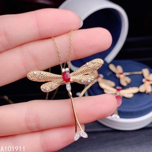 KJJEAXCMY fine jewelry 925 sterling silver inlaid Natural Ruby pendant necklace Female supports detection trendy