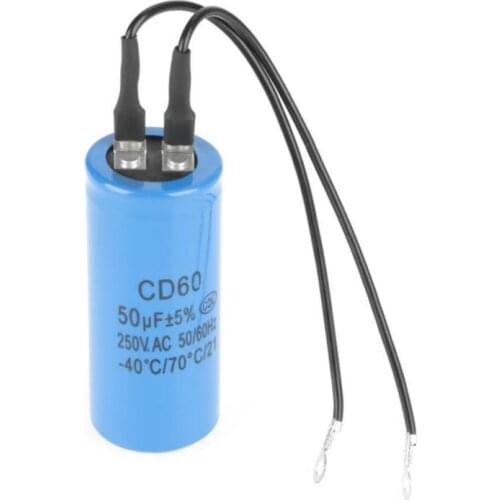 AC 250V Run Capacitor With Wire Lead 50uF 50/60Hz for Motor Air Compressor discount