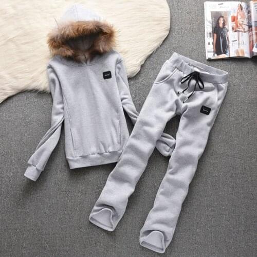 Two Piece Casual Cotton Tracksuit Womens Sets Oversized Hooded Long Sleeve Women Hoodie Suit Winter Solid Sport Pants Lady Set