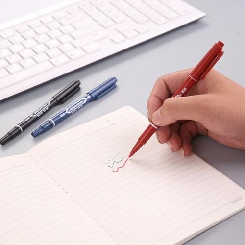 Water-based Marker Pen Black \ Blue \ Red Double-headed Small Double-headed Marker Pen Liquid-Ink Stationery