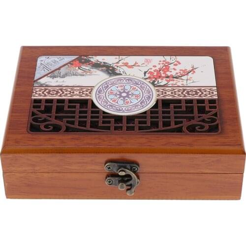 Solid Wooden Jewelry Box Case for Earringss Necklace Storage Holder Showcase Display, 6.30 x 4.72 x 1.77inch Jewelry Case