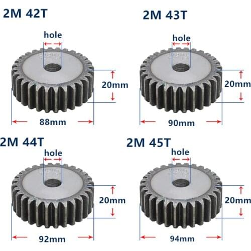MOD2 gear rack 42 teeth-57 teeth gear tooth hardened thickness 20mm 2 module metal gear pinion cylindrical spur gear customized