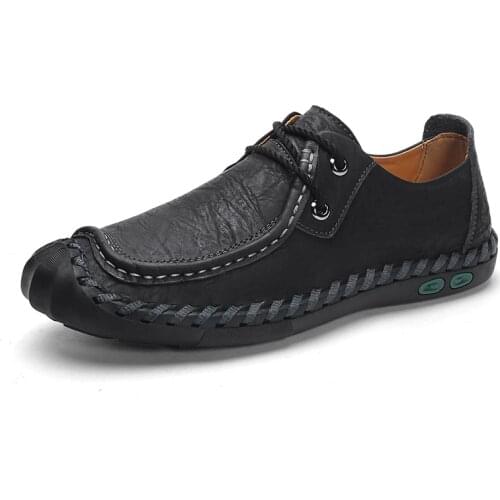 New Leather Brogue Mens Flats Shoes Casual British Style Men Oxfords Fashion Brand Dress Shoes for Men Outdoor Hiking Sneakers