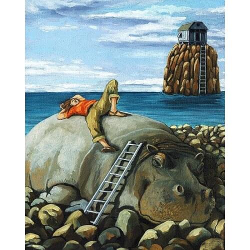 DIY Painting By Numbers Lazy Days Kit Oil Picture By Numbers Landscape Wall Art Painting on Canvas Home Decoration Gift