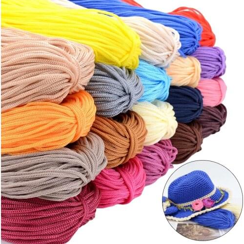 3mm Nylon Cord Thread Colorful Hollow Line Strong Braided Thread Crochet Macrame DIY Hand-Woven Bracelet Cushion Hat Handicrafts