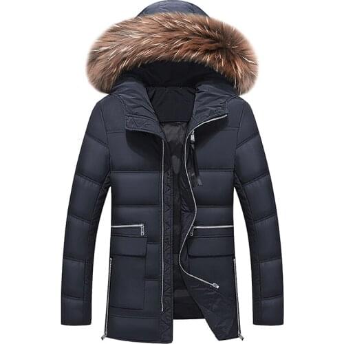 2019 New Winter Jacket Men Big Real Fur Collar Hooded Duck Down Jacket Thick Down Jacket Men Warm Coat 2XL 3XL