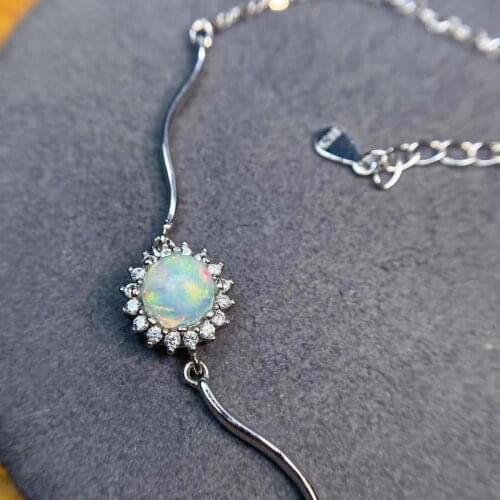 Fashion New Natural Colorful Opal Bracelet for Women Jewelry Real 925 Silver Gold Plated Natural Gem Birthstone Party Gift Sale