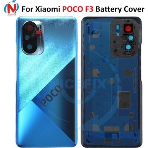 Original For Xiaomi POCO F3 Back Glass Battery Cover Panel Rear Door Housing Case With Camera Lens Replacement Parts