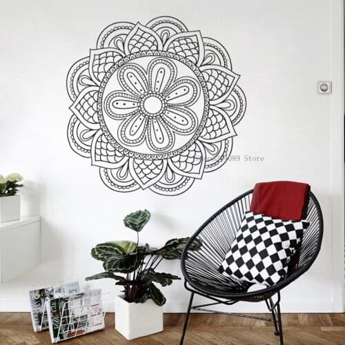 Ornament Moroccan Pattern Mandala Flowers Wall Sticker Vinyl Namaste Lotus Flower Yoga Decor Living Room Home Art Decal CN543
