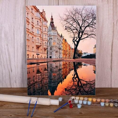 Landscape Sunset Paint By Numbers Set Oil Paints 50*70 Canvas Pictures New Design For Children Art