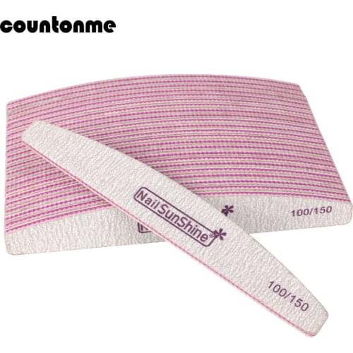 50pcs Grey Nail File Half-Moon-Shaped Nail File Buffer Washable Sandpaper 100/150 Grit Polishing Sanding Buffing Block Manicure