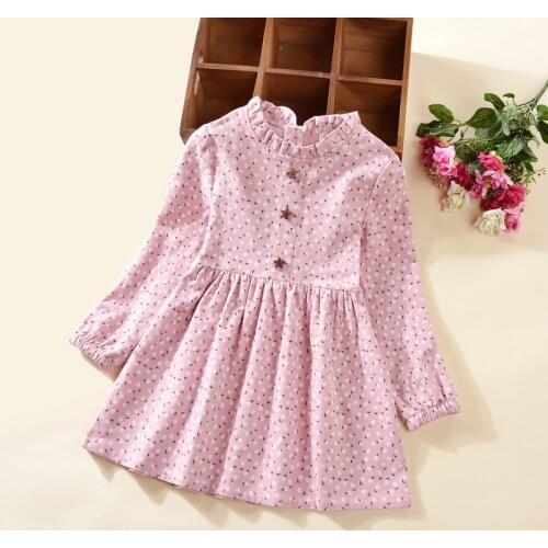 Girls' Dresses 2021 Spring Autumn New Fashion Child Cotton Small Floral Ruffle Long-Sleeved Princess Dress 2-7 Year Kids Clothes