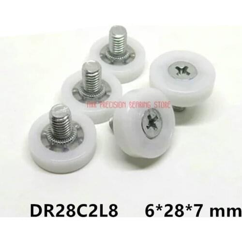 DR28C2L8 Screw Pulley Bearing 6*28*7 mm ( 2 PCS ) Doors and Windows Roller Mute Wheel POM 636 M6*8 Plastic Covered Bearings