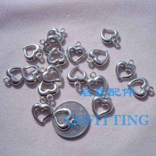 Rhodium Plated CCB Pendants Heart Shape Rhodium Plated Plastic Charms DIY Jewelry Accessories Handmade Bracelet Findings 50pcs