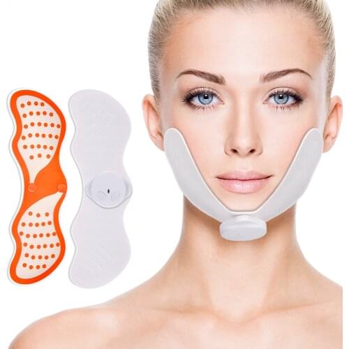 EMS Face Lifting Machine Facial Muscle Stimulator V Face Slimming Massager With Gel Pads Stickers Face Lift Skin Lift Tools