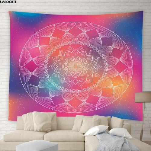 Mandala Pink Aesthetic Tapestry Bohemian Floral Background Wall Hanging Cloth Living Room Tablecloth Bedroom Psychedelic Decor