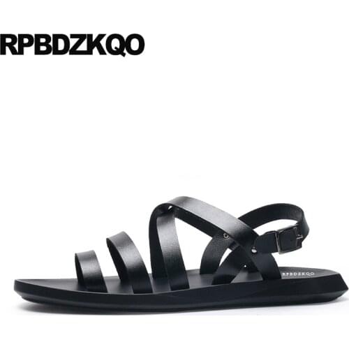 Black white beach strap men gladiator sandals summer waterproof nice roman flat famous brand leather shoes native water open toe