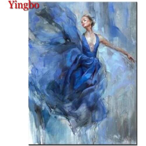 Blue Dress Ballet Dance Woman Diamond Painting Full Square Round Drill 5D diamond Embroidery Cross Stitch Mosaic Picture Pastes