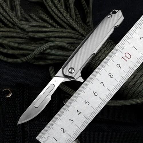 Titanium Alloy Scalpel Mini Folding Knife With 10pcs No.24 Replaceable Blade Carving Knife Outdoor Utility Edc Tools