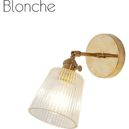 Modern Glass Wall Lamp Transparent Wall Sconce Light Nordic Copper Home Lighting Clear Lampshade for Bedroom Living Room Decor