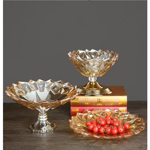 Crystal Glass Fruit Plate Creative Modern Living Room Home Tall Fruit Plate Nordic Style Light Luxury Snack Plate Tableware