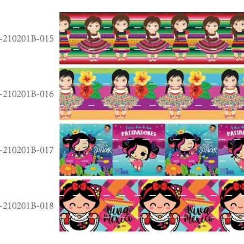 50 yards/lot) Hot sale 1-1/2" 38mm Mexico VIVA printed grosgrain ribbon