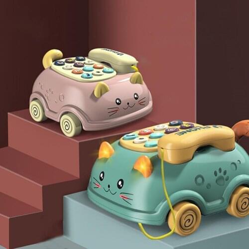 Rotary Phone Toys Strong Resistance Cultivate Cognition Electronic Educate Learning Music Phone Railed Toy Cars for Study