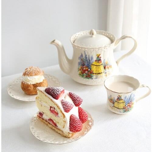 Garden Girl Tea Cup Saucers Set Porcelain Tea Pot Teacup Coaster Coffee Mug Set Household Teaware Sets Coffeeware Supplier