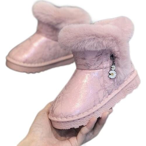 Baby Girl Snow Boots Boys Winter Cotton Boots With Fur 1-6 Years Old Kids Snow Boots Warm Winter Children Soft Shoes 25-36 Size