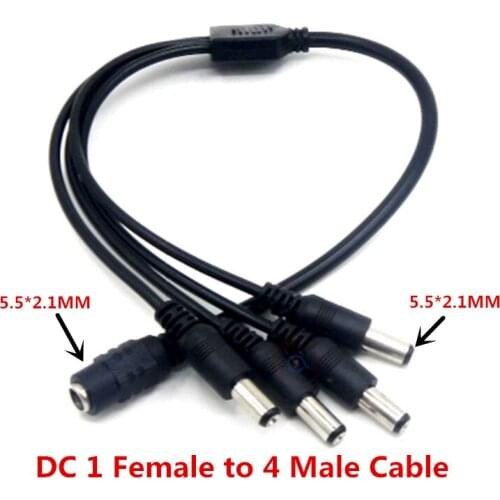 1PCS DC5.5*2.1MM 1 To 4 Power Splitter Cable 1 Female to 4 Dual male cord for CCTV Camera Surveillance Video Recorder