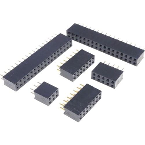 100 Pcs 2.54MM 0.1" PCB Female Header 4 6 8 10 12 14 16 18 20 24 26 30 32 40 Pin Dual Row Through Holes Socket Headers