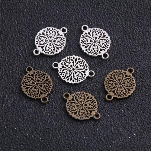 18pcs 18*12mm New Two Color Flower Connectors Charms Plant Pendants For DIY Jewelry Handmade Making Accessorie