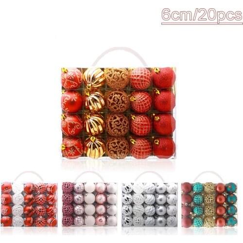 20pcs/Lot 6cm/2.4Inch Decoration Color Balls Christmas Tree Ornaments Hang Shiny Bauble Ball For Home Bar Party Wedding Decor