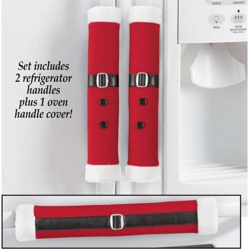 3pcs Christmas Door Handle Cover Refrigerator Doorknob Cover Practical Fridge Gloves Protector Kitchen Accessories