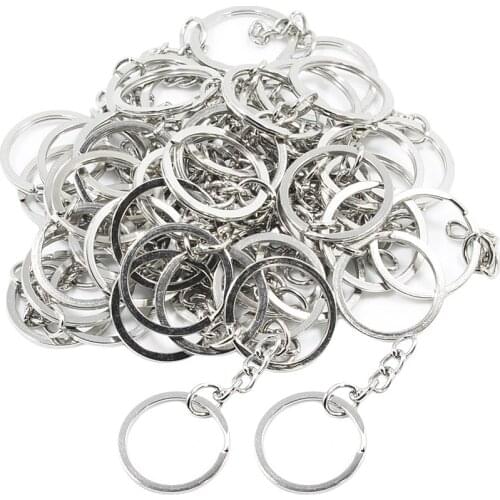 50 Pieces Split Key Rings with Chain Bulk for DIY Key Chains Accessories Arts Crafts, Jewelry Making Findings, 25mm / 1 inch