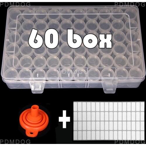 60/64 Bottles Box Transparent Container Case Diamond Painting Accessories Diamond Embroidery Beads Storage Box Organizer Tools