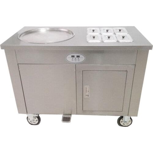 Big 450CM pan fry ice cream roll machine with import compressor and 6 fruit tanks Free shipping by sea