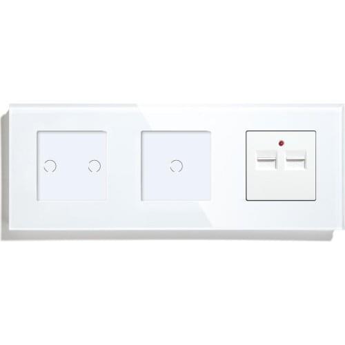 BSEED 1Gang 2 Gang Switch with EU Socket And Double USB Socket Crystal Glass Panel