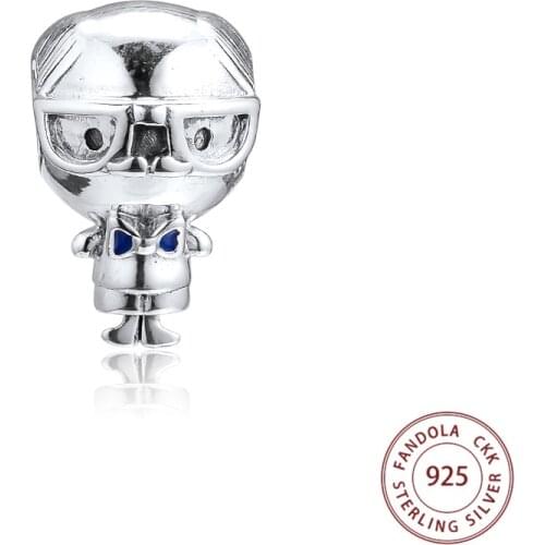Genuine 925 Sterling Silver Mr. Wise Charms Fits Pandora Bracelet Metal Beads for Jewelry Making Bijoux Femme Wholesale