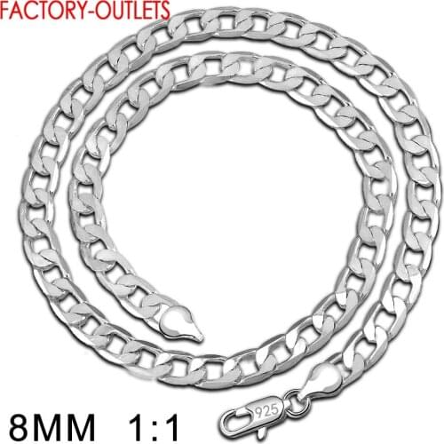 16/18/20/22/24 Inches Genuine 925 Sterling Silver Chain Necklaces New Popular Jewelry Accessory Sideways Chain Necklaces