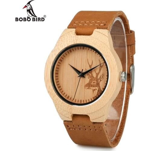 BOBO BIRD V-F29 Ladies Bamboo Wooden Watches Deer Head Engraving Design Quartz Wristwatch horloges vrouwen
