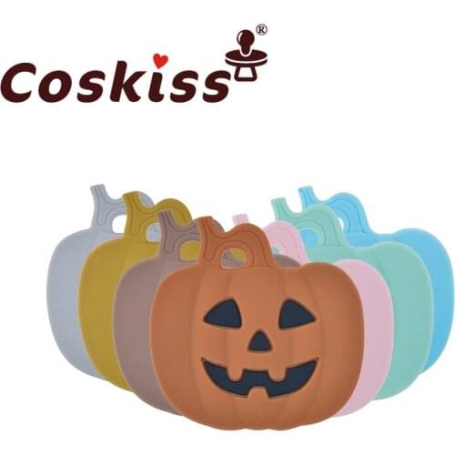 Coskiss 5pcs Crib Toys Baby Teeth Pumpkin Pumpkin Baby Sensory Toys Silicone Dental Floss Pendant Rodent Safe Baby Teether
