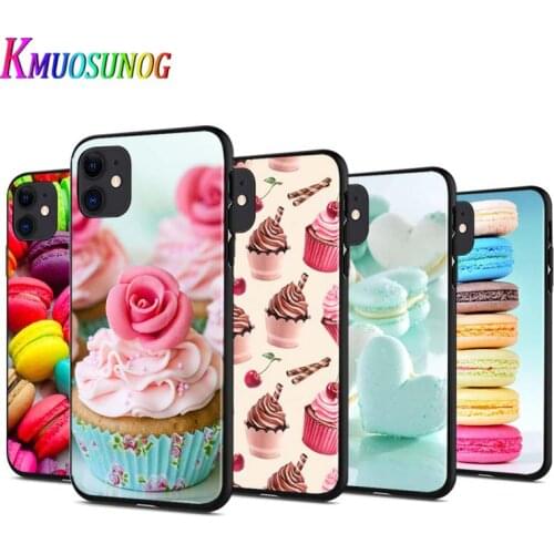 Dessert Ice Cream Cake For Apple iPhone 12 Pro Max Mini 11 Pro XS Max X XR 6S 6 7 8 Plus 5S Black Phone Cover