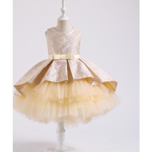 Children Dress 2021 Autumn Winter New Girls Lace Princess Dress Jacquard Puffy Dress Catwalk Show Skirts Girl Dresses 1-8 Years