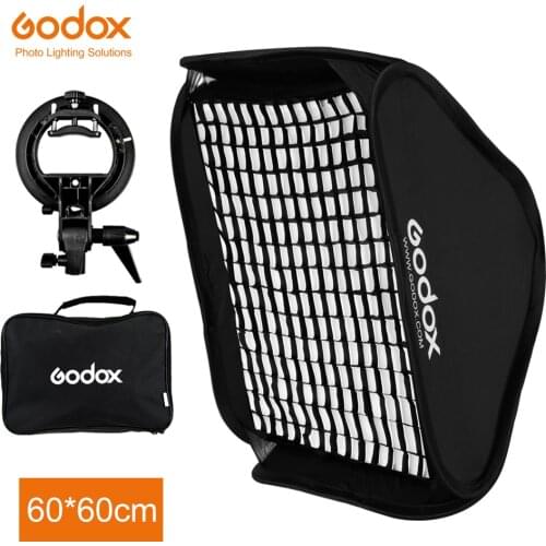 Godox 24*24inch 60 * 60cm Honeycomb Grid Softbox + S type Bracket Mount Bowens Mount Kit for Canon Nikon Speedlite Flash Softbox