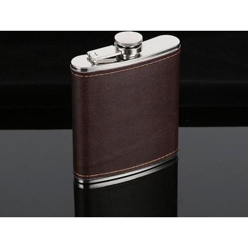 Hot Fashion Men Faux Leather Wrapped Stainless Steel Vodka Whiskey Alcohol Hip Flask 5-9oz/146.5-263.7ml