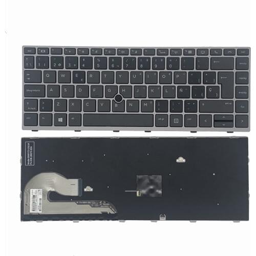 K New Replacement Keyboard for HP EliteBook 840 G5 846 G5 745 G5 Laptop Silver Frame Black Key with Pointer