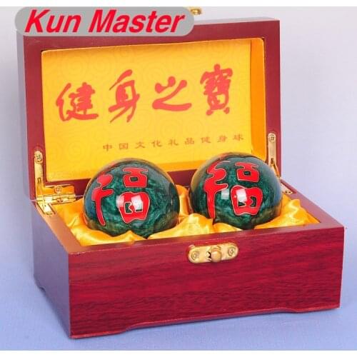 2Pcs Chinese Cloisonne Exercise Stress Ball Hand Wrist Baoding Ball Health Exercise Blessing Pattern Four Color Gift For Parents